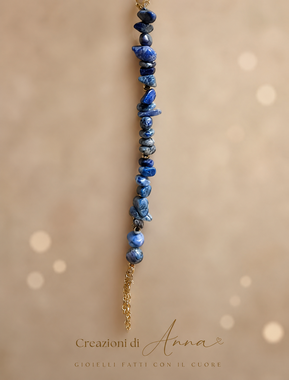 Bracciale Donna Artigianale Handmade | Lapislazzuli Chips Irregolari, Ematite e Cristalli | Made in Italy
