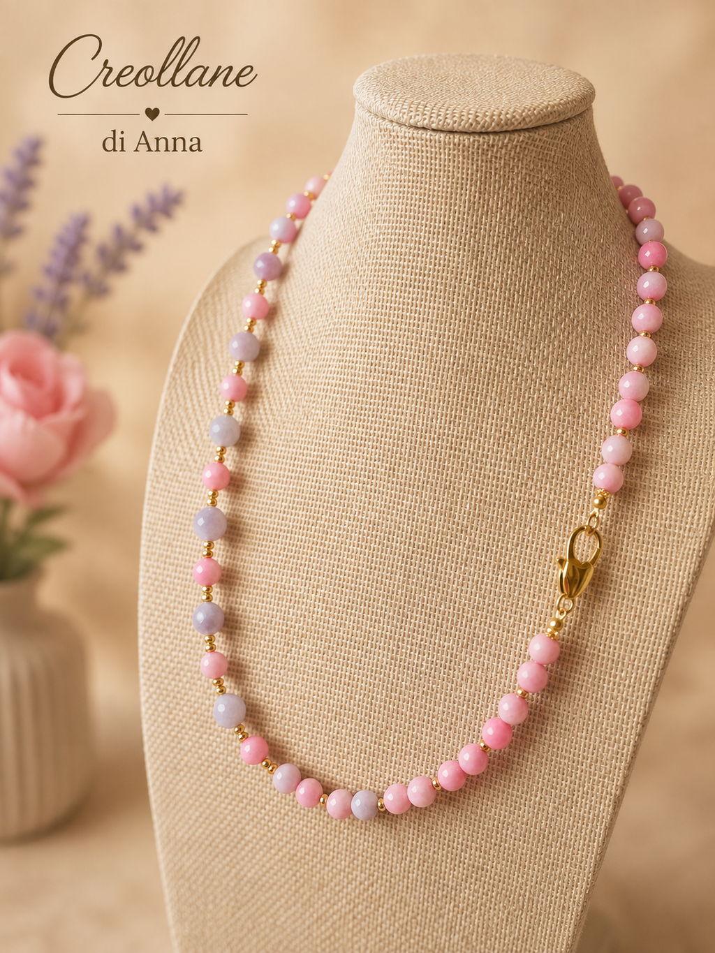 Collana Giada Kunzite Naturale con Cuore | Made in Italy