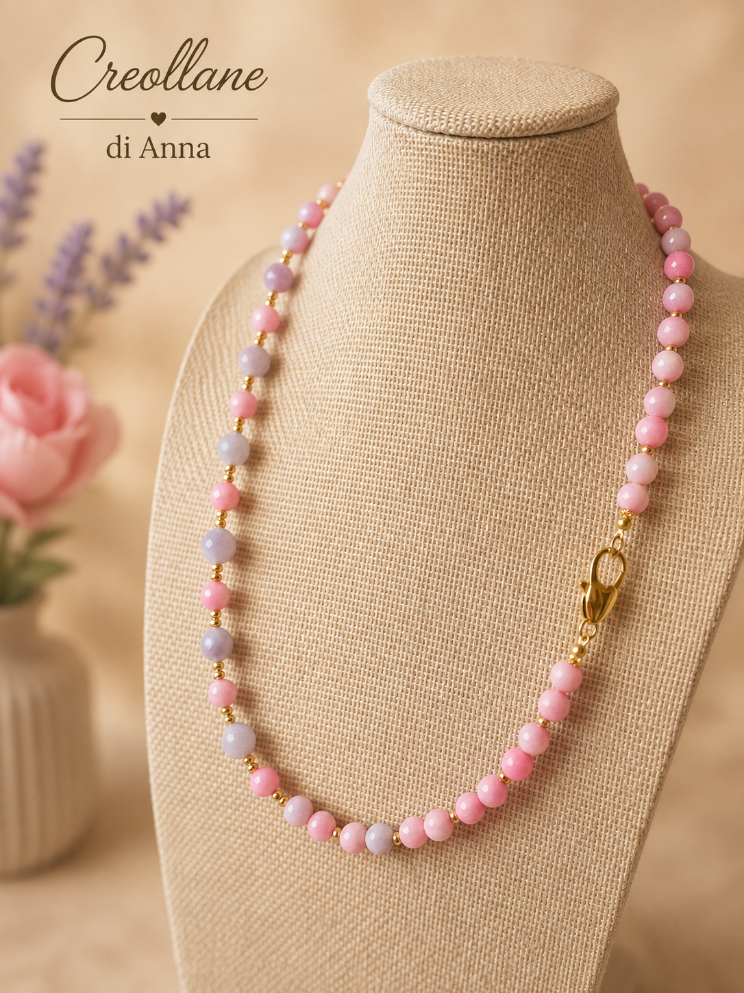 Collana Giada Kunzite Naturale con Cuore | Made in Italy