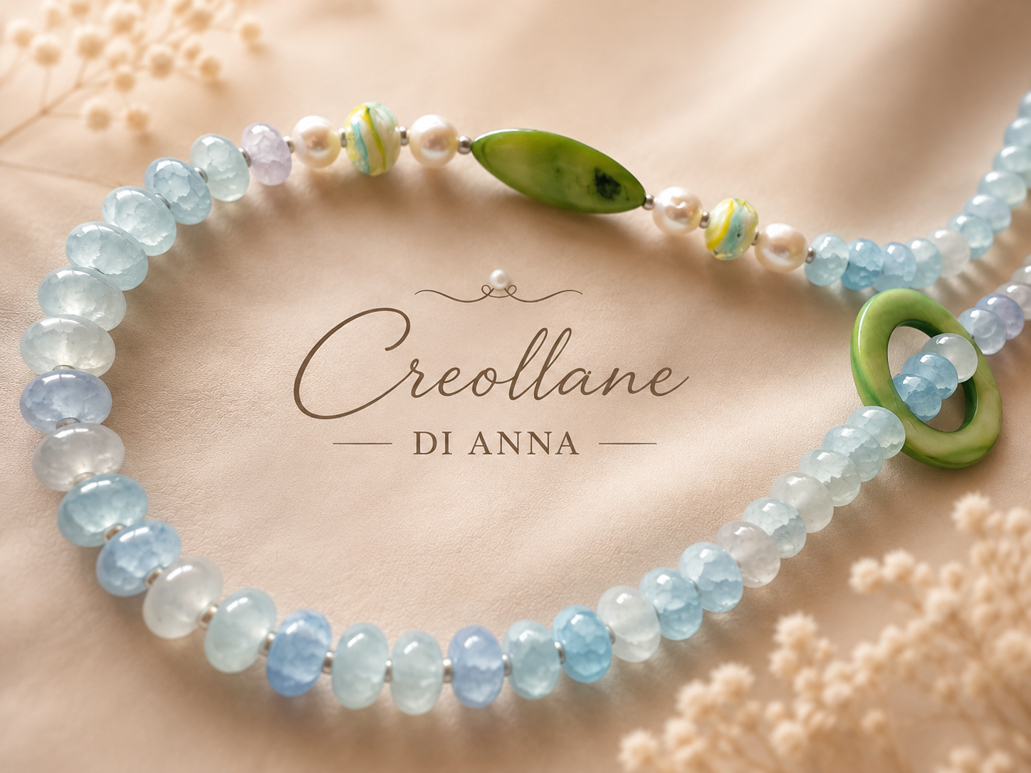 Collana Agata Dragon Vein Asimmetrica Madreperla | Made in Italy