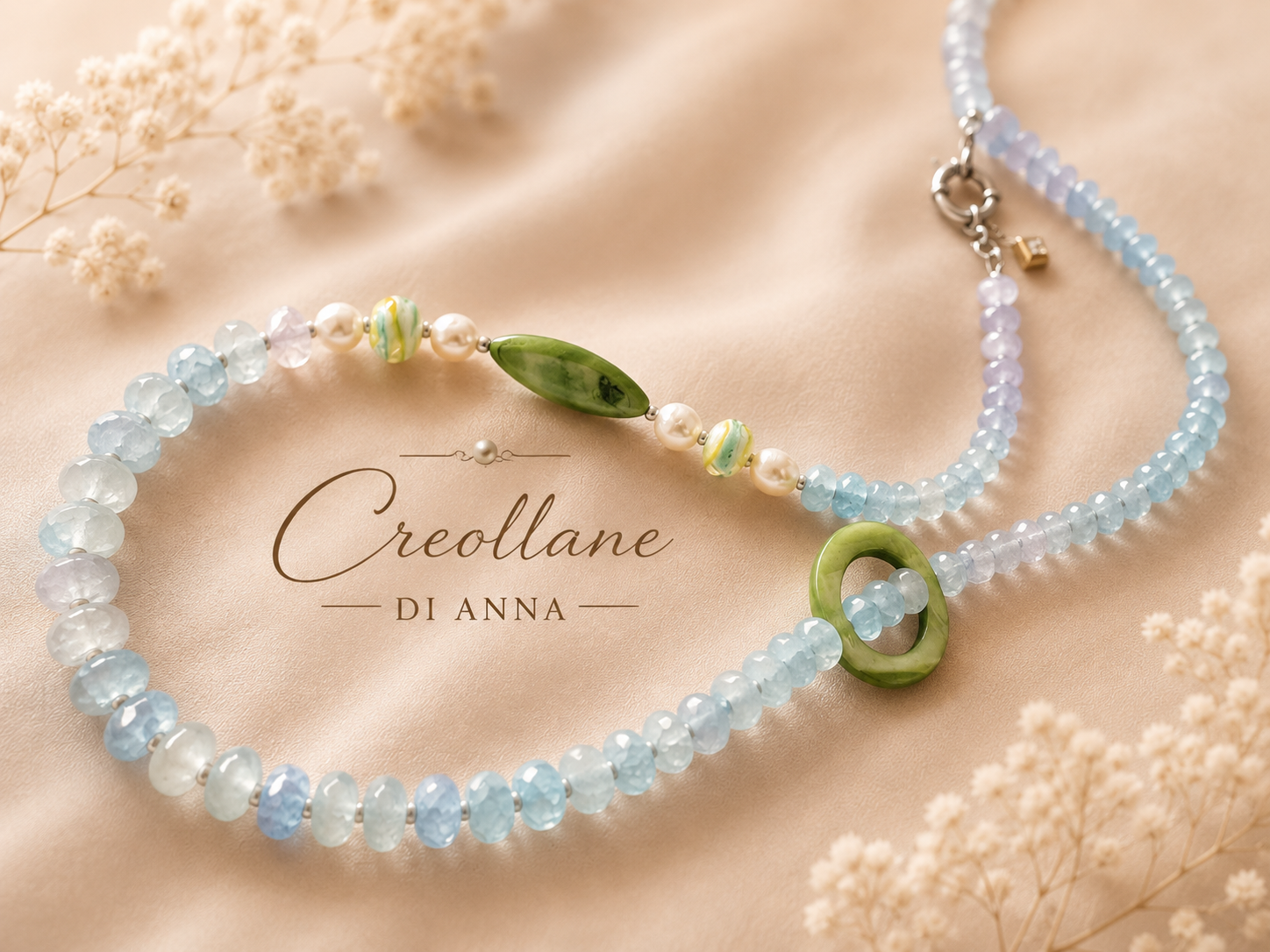 Collana Agata Dragon Vein Asimmetrica Madreperla | Made in Italy
