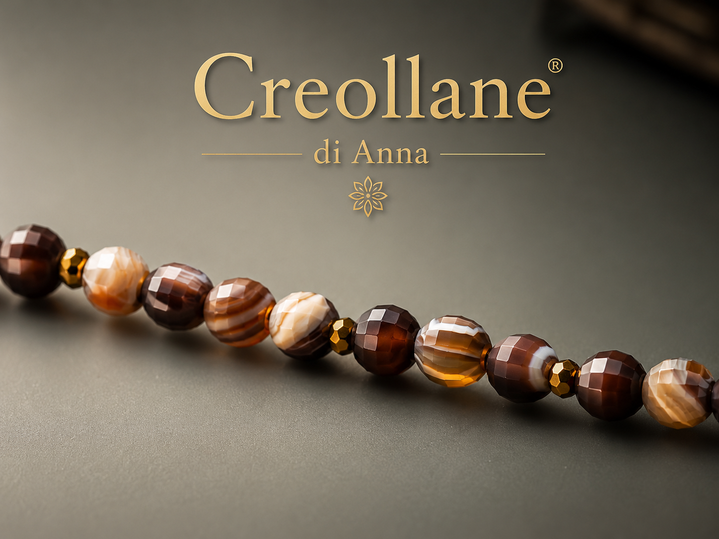 Bracciale Uomo Agata Toni Caldi e Ematite Oro Scuro | Handmade Made in Italy