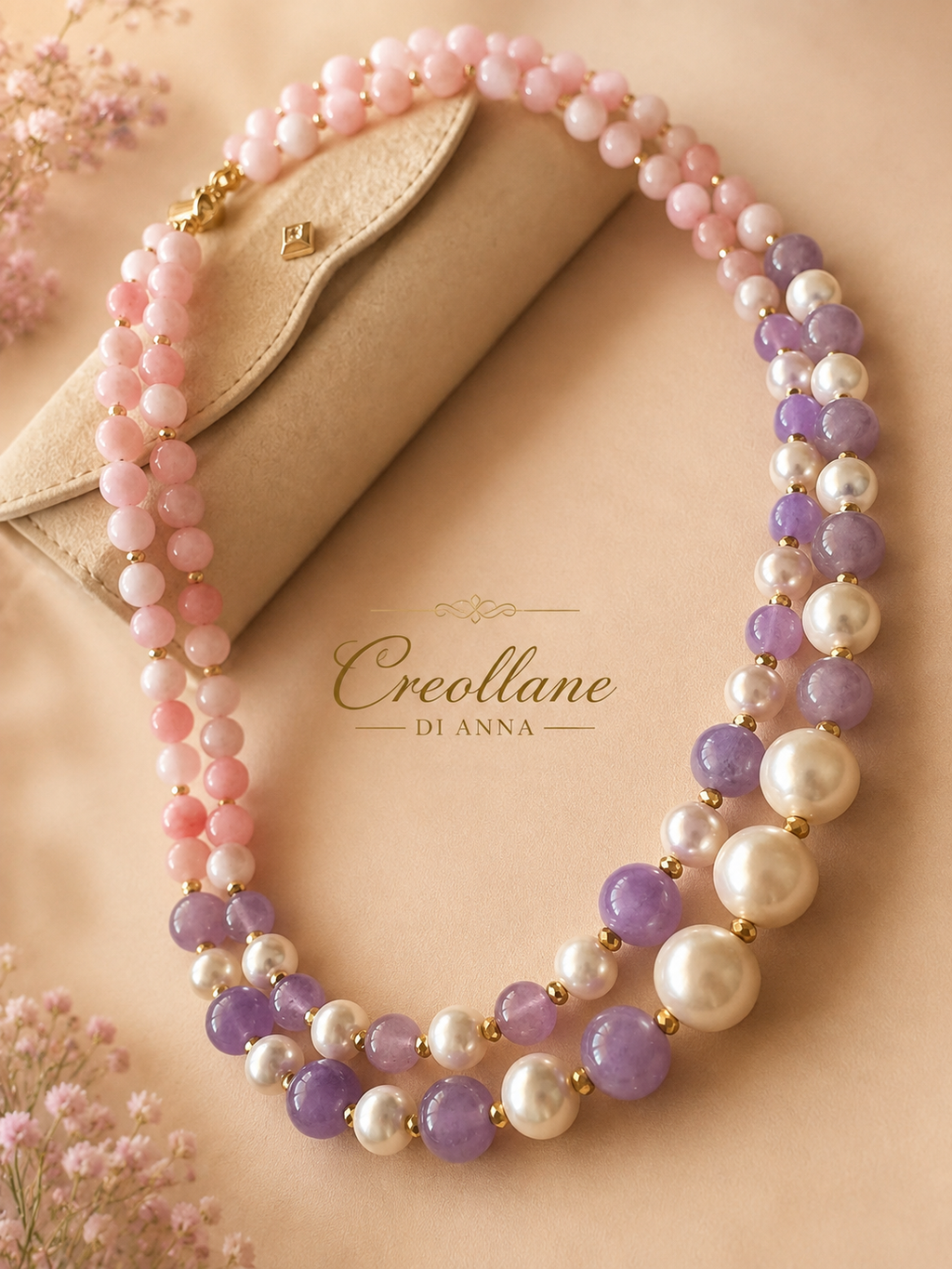 Collana Multifilo Giada Viola Perle Maiorca | Made in Italy