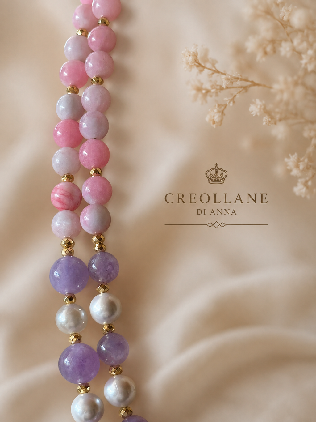 Collana Multifilo Giada Viola Perle Maiorca | Made in Italy