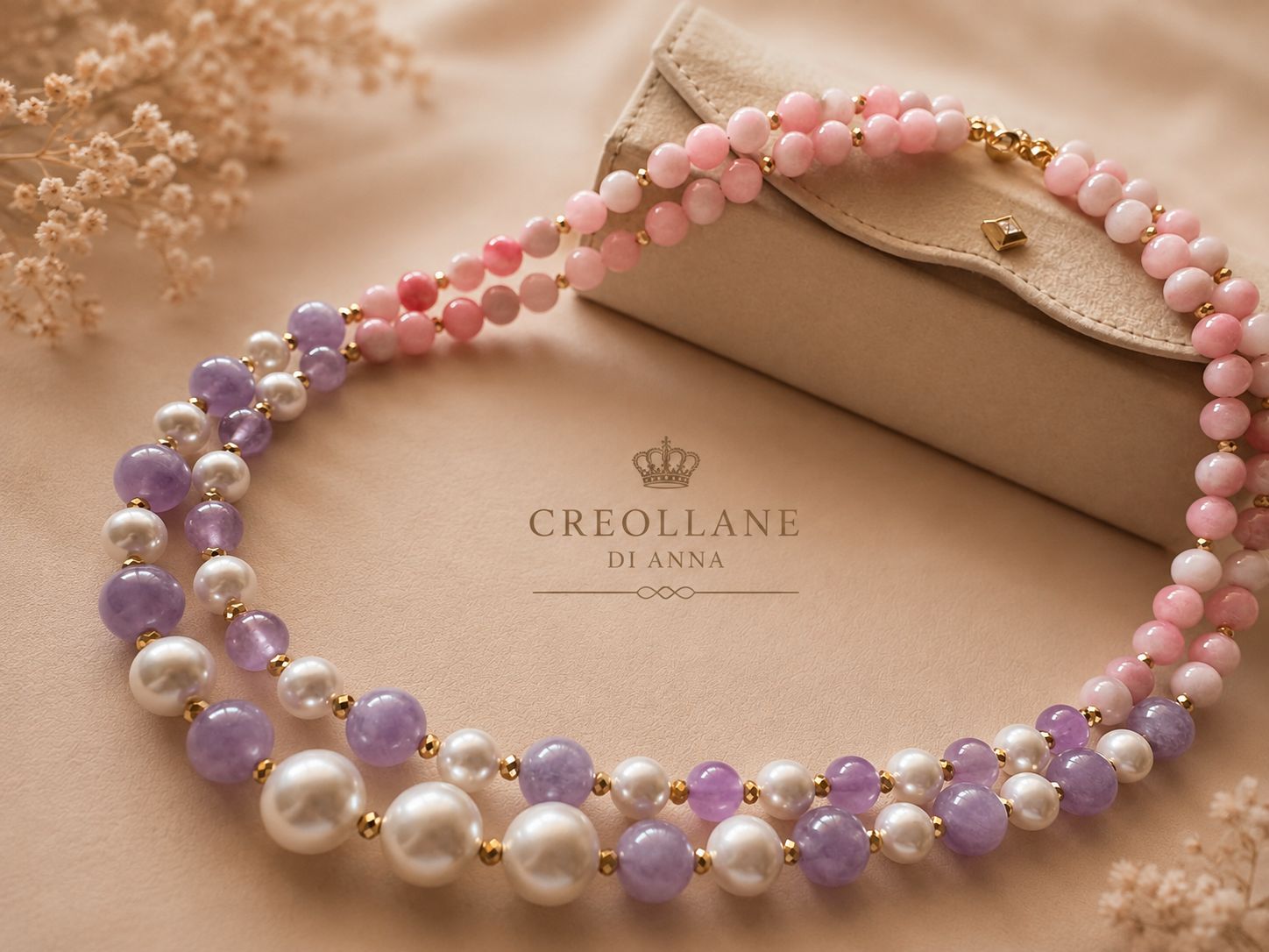 Collana Multifilo Giada Viola Perle Maiorca | Made in Italy