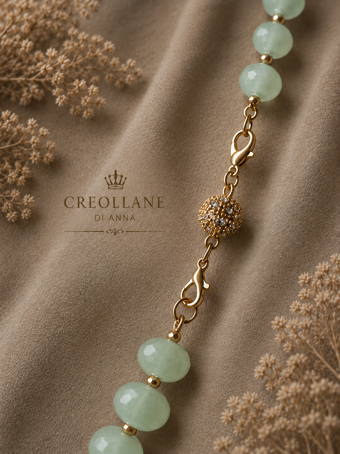 Collana Crisoprasio Naturale Chiusura Magnetica Oro | Made in Italy