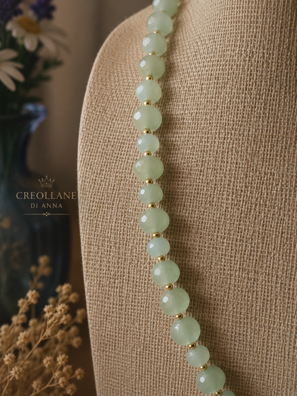 Collana Crisoprasio Naturale Chiusura Magnetica Oro | Made in Italy