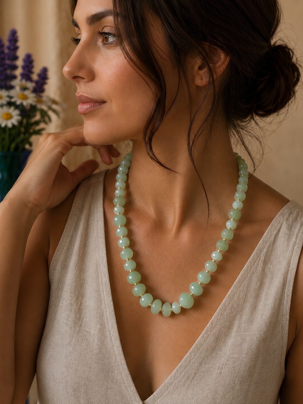 Collana Crisoprasio Naturale Chiusura Magnetica Oro | Made in Italy