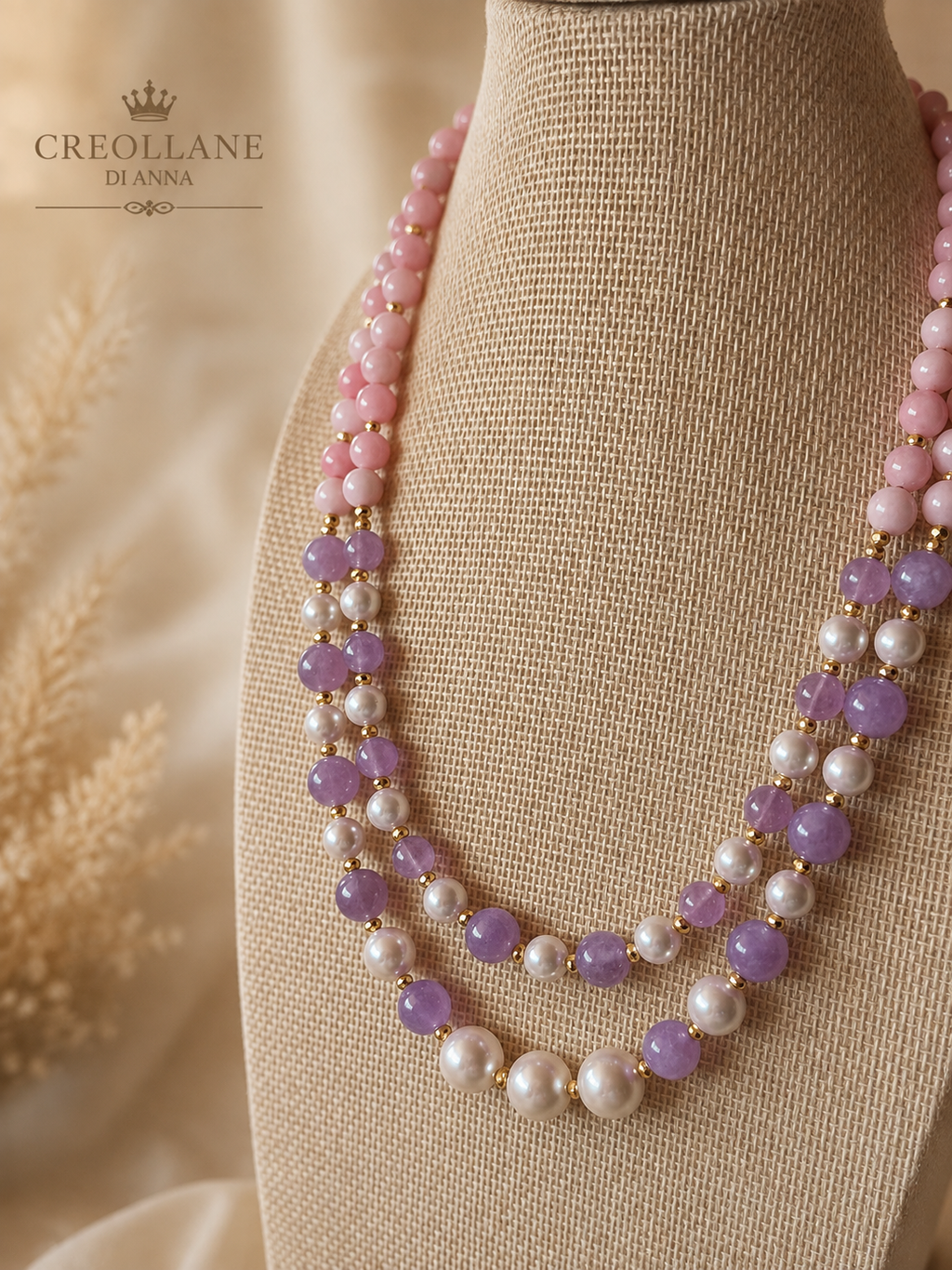 Collana Multifilo Giada Viola Perle Maiorca | Made in Italy