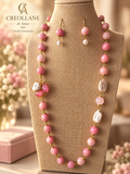 Set Collana Rodonite Rosa, Quarzo Rosa e Orecchini | Made in Italy