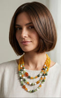 Collana Multistrato Artigianale Handmade | Serpentino, Agata e Cristalli Verdi | Made in Italy