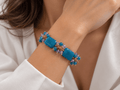 Bracciale Donna Artigianale | Calcedonio Blu Rettangolare e Cristalli Ottanio e Viola | Made in Italy