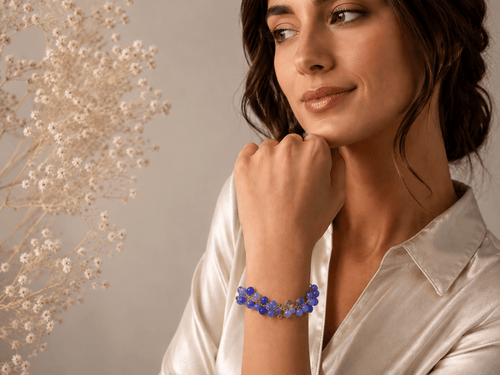 Bracciali Bracciale Donna Artigianale Handmade | Calcedonio Blu Sfere Tonde 4mm su Catena | Made in Italy - Handmade Made in Italy