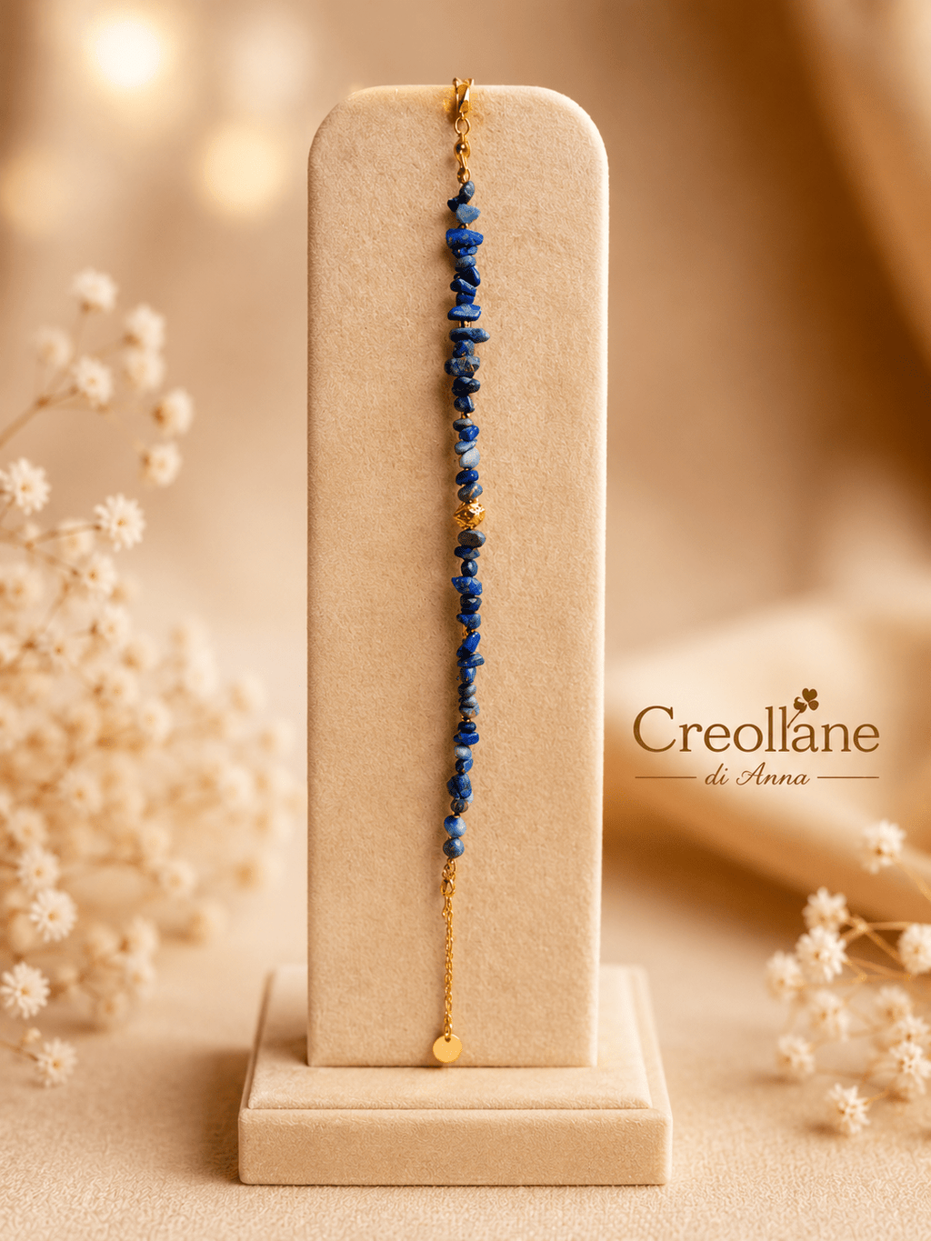 Bracciale Donna Artigianale | Lapislazzuli Chips Irregolari, Ematite e Cristalli | Made in Italy