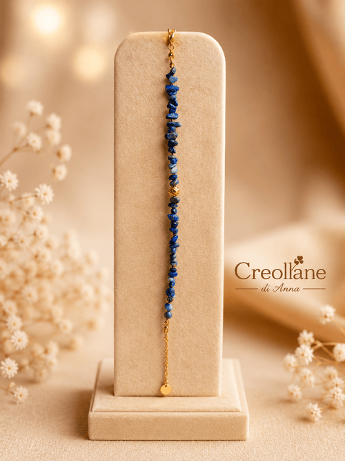 Bracciali Bracciale Donna Artigianale Handmade | Lapislazzuli Chips Irregolari, Ematite e Cristalli | Made in Italy - Handmade Made in Italy