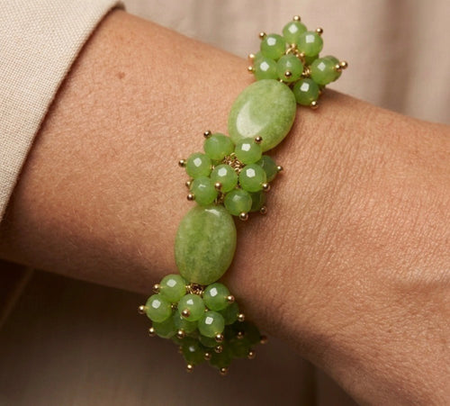 Bracciali Bracciale Donna in Giada e Cristalli Verdi Sfaccettati | Handmade Italia - Handmade Made in Italy