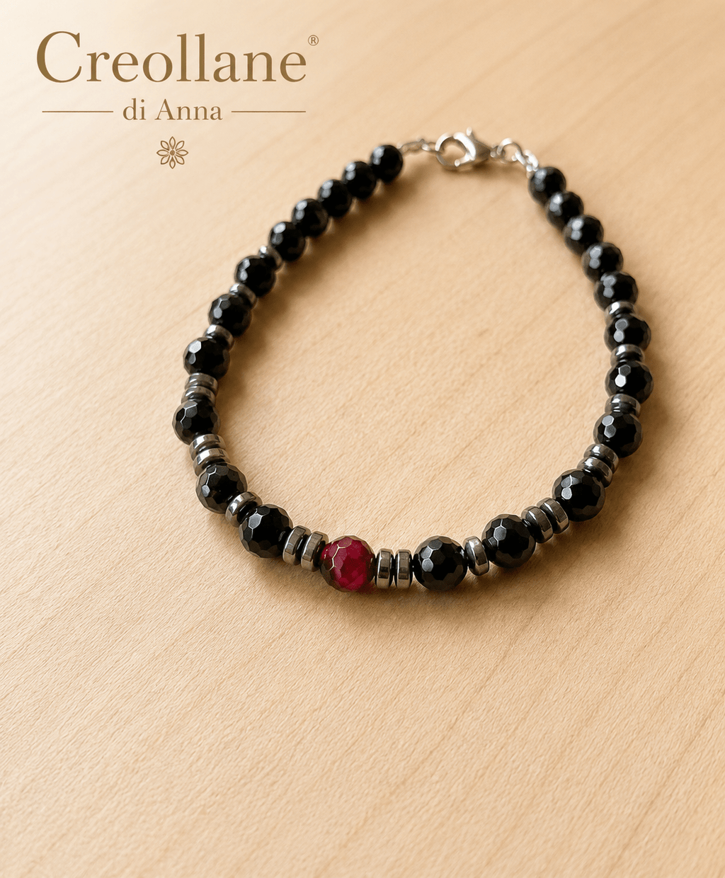 Bracciali Bracciale Uomo Artigianale Handmade | Onice, Ematite e Corniola | Made in Italy - Handmade Made in Italy
