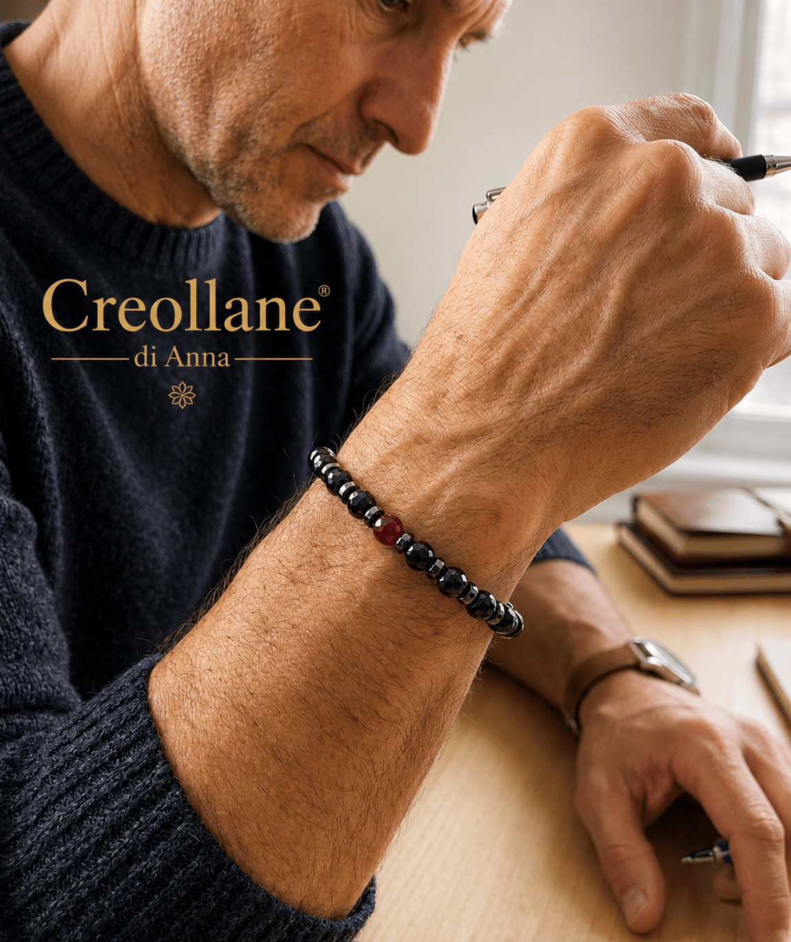 Bracciali Bracciale Uomo Artigianale Handmade | Onice, Ematite e Corniola | Made in Italy - Handmade Made in Italy