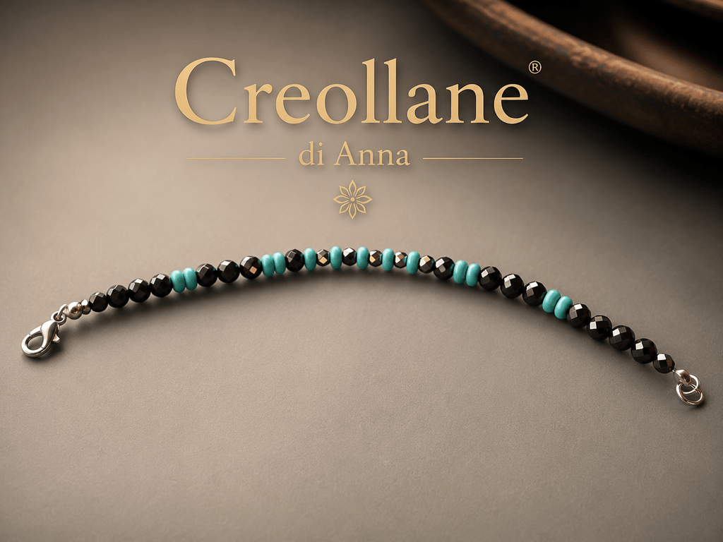 Bracciali Bracciale Uomo Onice Nero, Turchinite Azzurra ed Ematite Esagonale | Handmade Made in Italy - Handmade Made in Italy