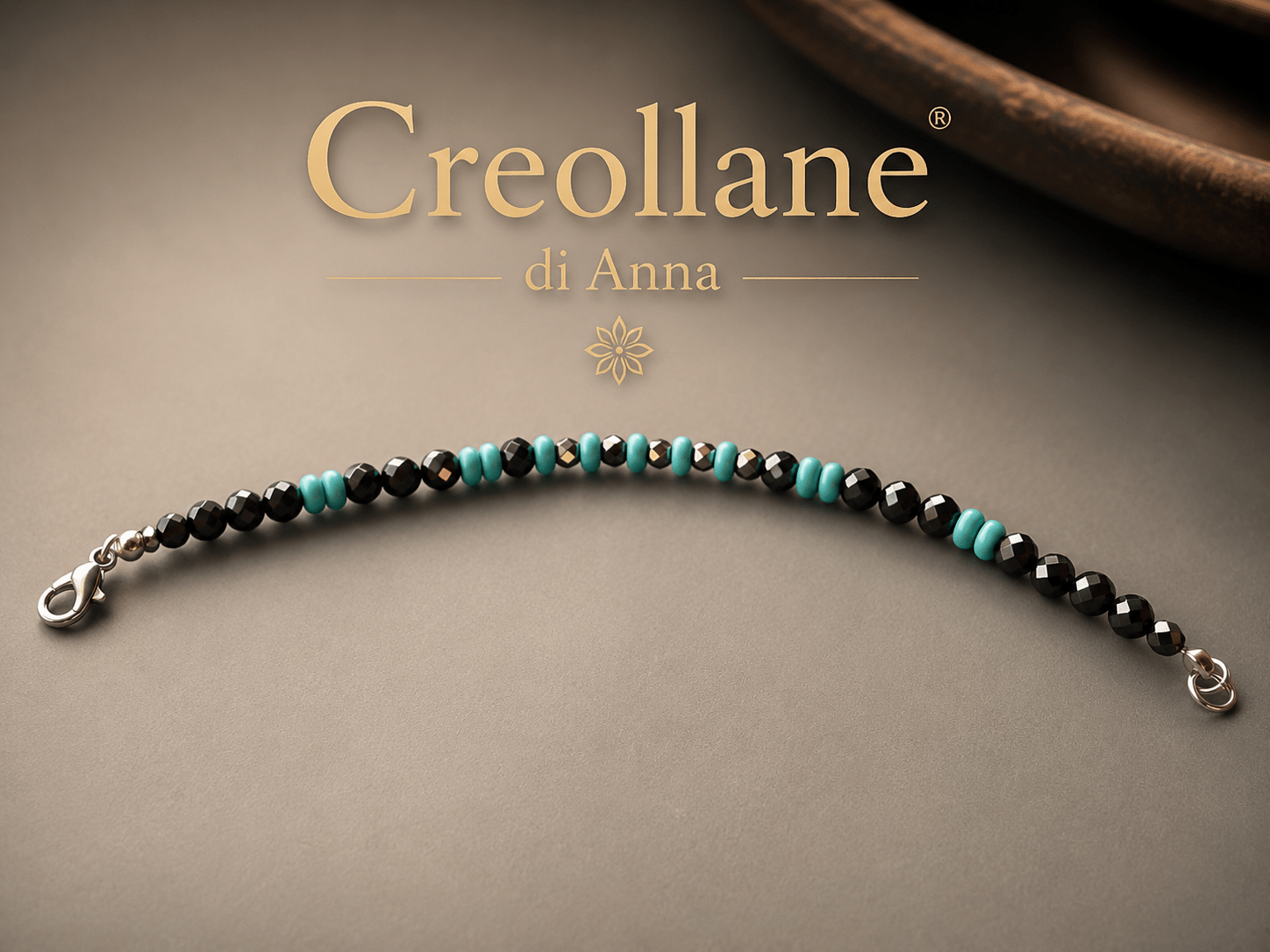 Bracciali Bracciale Uomo Onice Nero, Turchinite Azzurra ed Ematite Esagonale | Handmade Made in Italy - Handmade Made in Italy