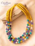 Collana Girocollo Multifilo Artigianale | Agata Naturale, Perle di Maiorca ed Ematite | Made in Italy
