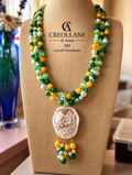 Collana Collana Multifilo Occhio di Gatto Verde, Agata e Cameo Floreale | Made in Italy - Handmade Made in Italy