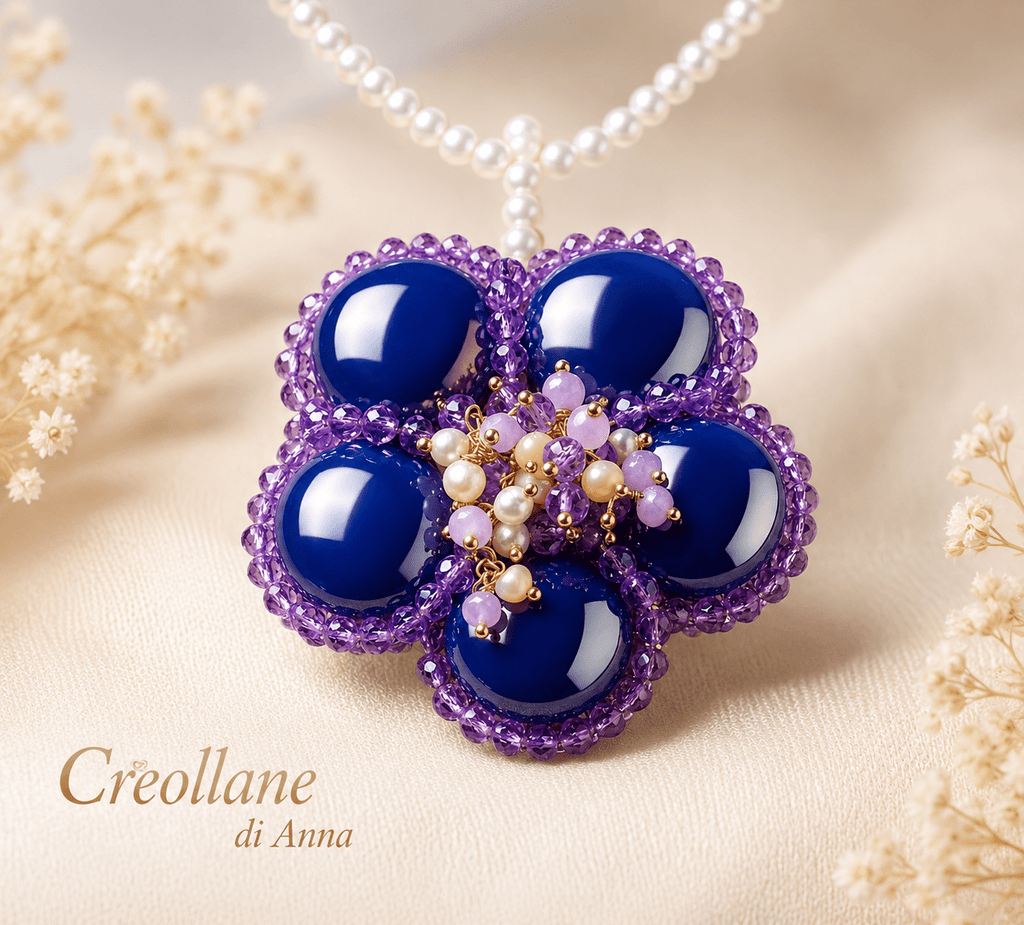 Collane Choker Artigianale Handmade | Metallo con Cristalli e Ceramica, Collarino e Collanina in Perle | Made in Italy - Handmade Made in Italy