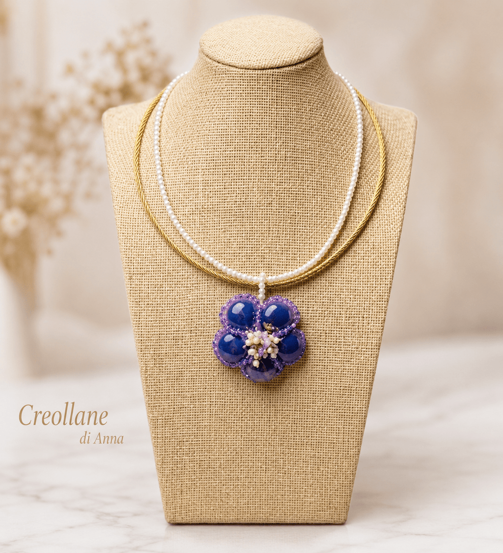 Collane Choker Artigianale Handmade | Metallo con Cristalli e Ceramica, Collarino e Collanina in Perle | Made in Italy - Handmade Made in Italy