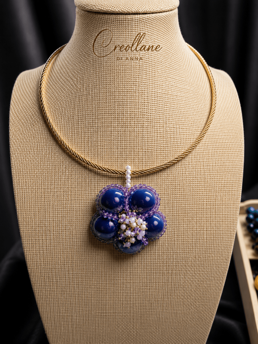 Collane Choker Artigianale Handmade | Metallo con Cristalli e Ceramica, Collarino e Collanina in Perle | Made in Italy - Handmade Made in Italy