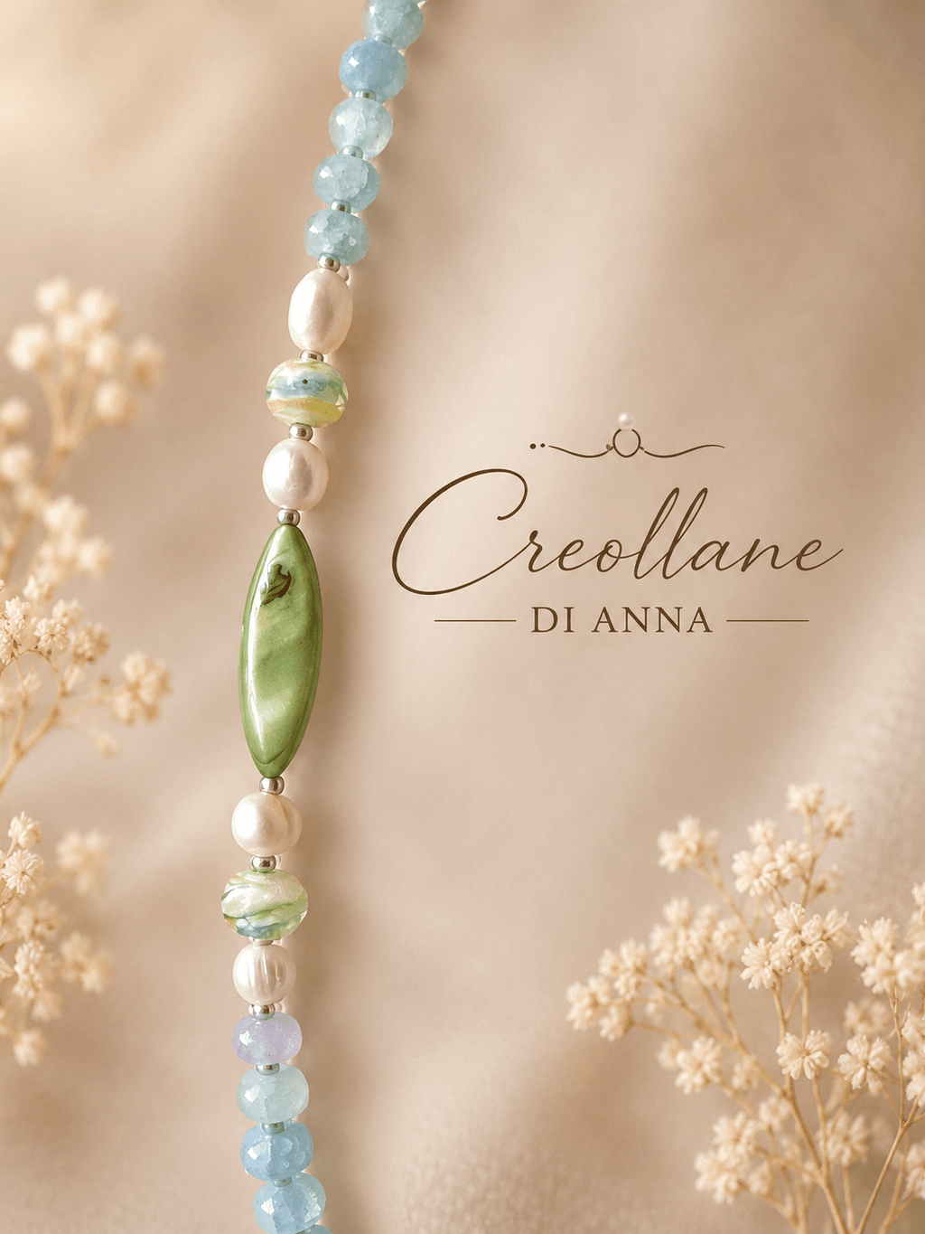Collane Collana Agata Dragon Vein Asimmetrica Madreperla | Made in Italy - Handmade Made in Italy