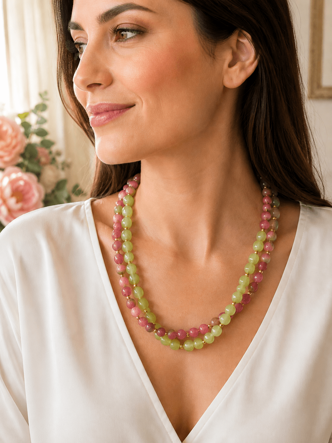 Collane Collana Artigianale Doppio Filo | Serpentino, Quarzite e Ematite Oro | Made in Italy - Handmade Made in Italy