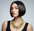 Collane Collana Artigianale Handmade | Agata Gialla, Crisoprasio Verde, Vetro e Inserti Swarovski | Made in Italy - Handmade Made in Italy