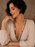 Collane Collana Artigianale Handmade | Agata Tinca Blu e Cuori Bianchi | Made in Italy - Handmade Made in Italy