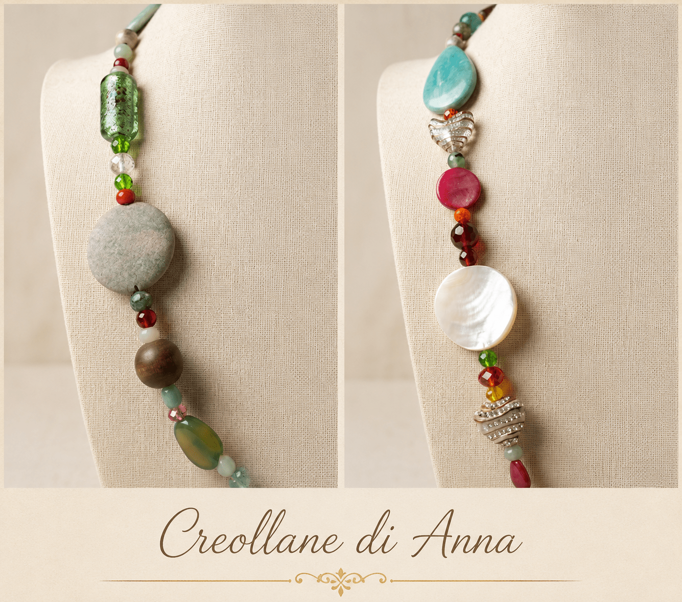 Collane Collana Artigianale Handmade | Agata Tinta, Vetro di Murano e Inserti in Legno | Made in Italy - Handmade Made in Italy
