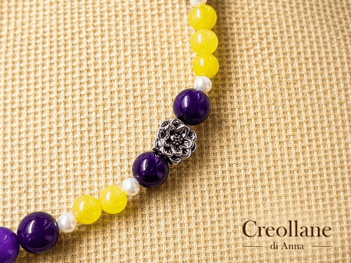 Collane Collana Artigianale Handmade | Agata Viola, Serpentino Verde e Perle con Charm | Made in Italy - Handmade Made in Italy