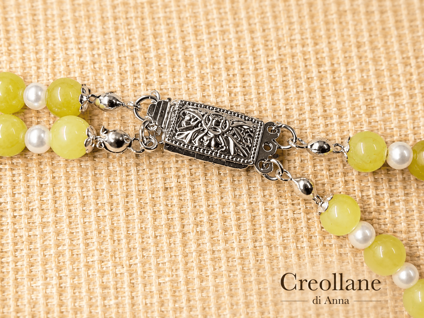 Collane Collana Artigianale Handmade | Agata Viola, Serpentino Verde e Perle con Charm | Made in Italy - Handmade Made in Italy