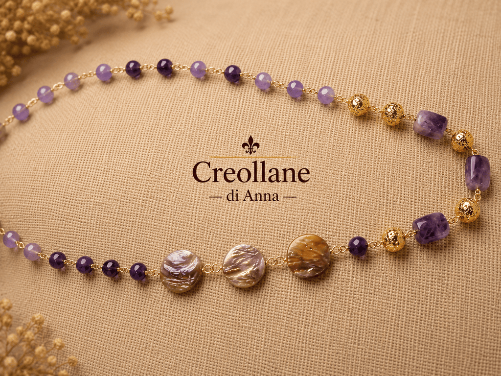 Collane Collana Artigianale Handmade | Ametista e Perle Scaramazza | Made in Italy - Handmade Made in Italy