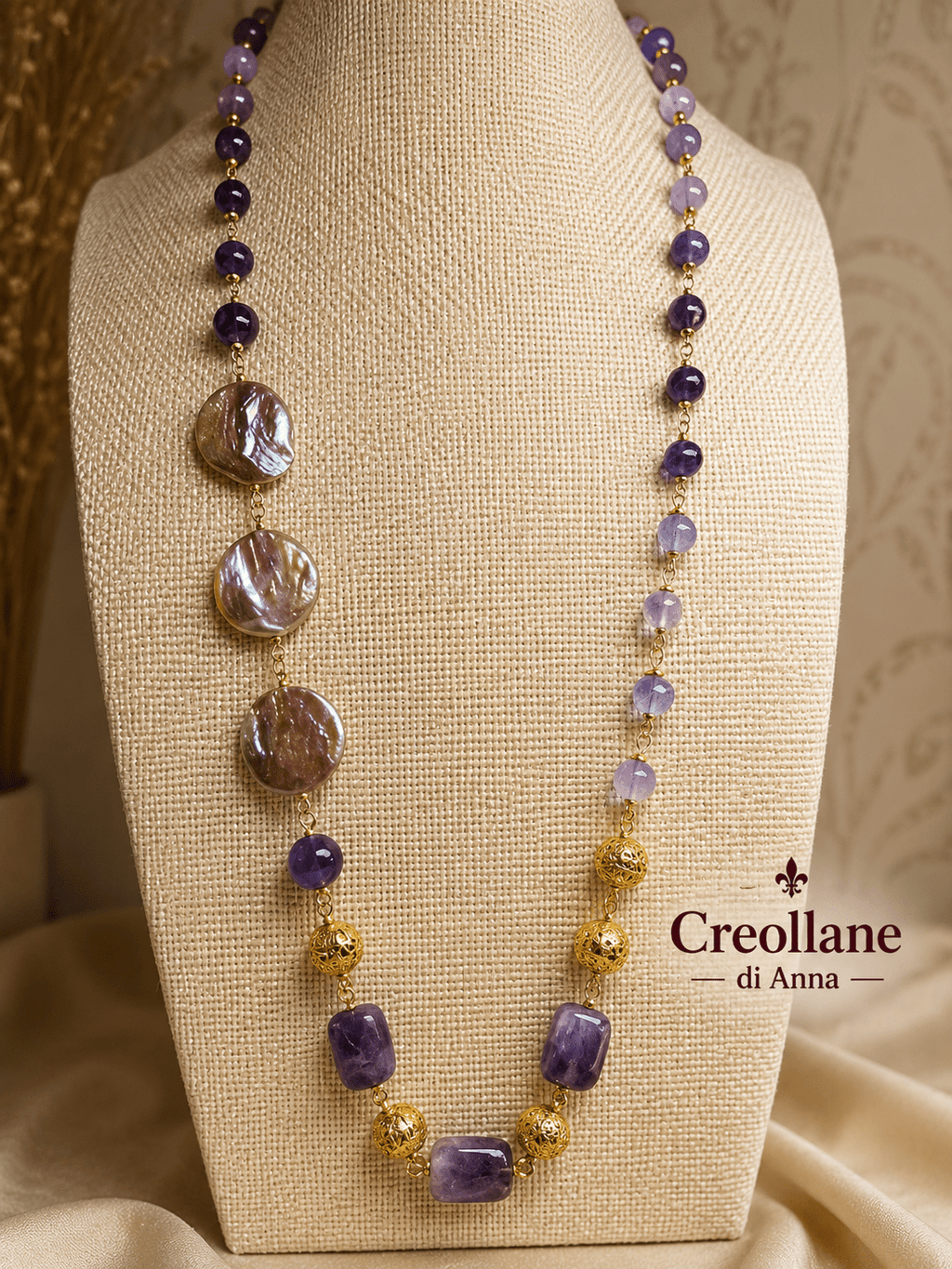 Collane Collana Artigianale Handmade | Ametista e Perle Scaramazza | Made in Italy - Handmade Made in Italy