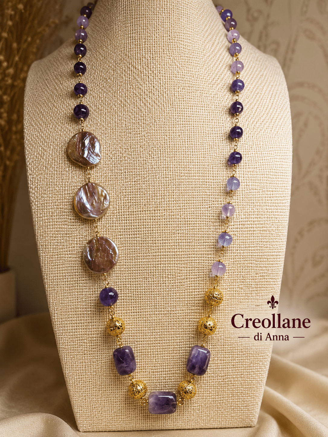 Collane Collana Artigianale Handmade | Ametista e Perle Scaramazza | Made in Italy - Handmade Made in Italy
