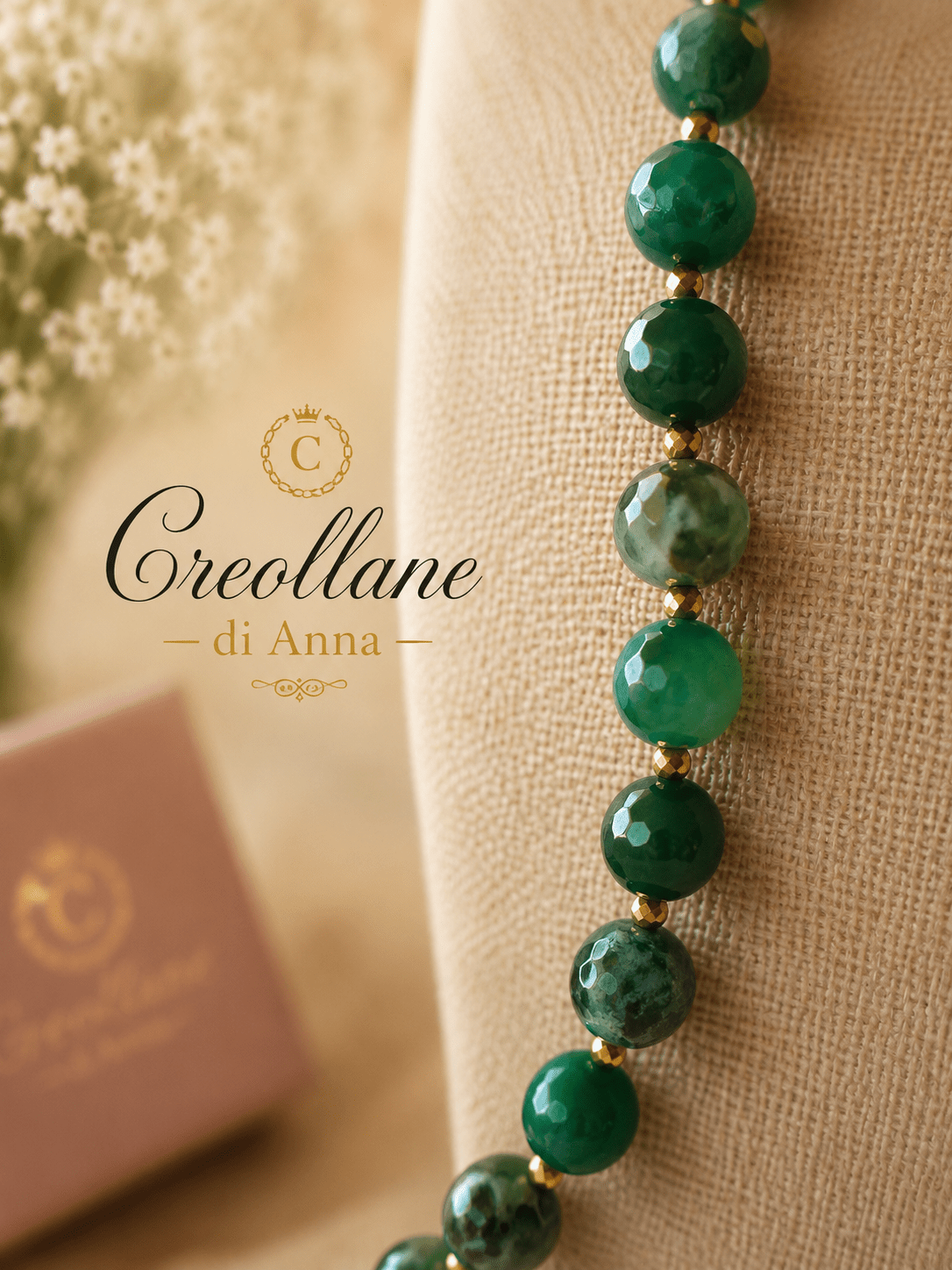 Collane Collana Artigianale Handmade | Crisoprasio, Perle Naturali e Cameo in Conchiglia | Made in Italy - Handmade Made in Italy