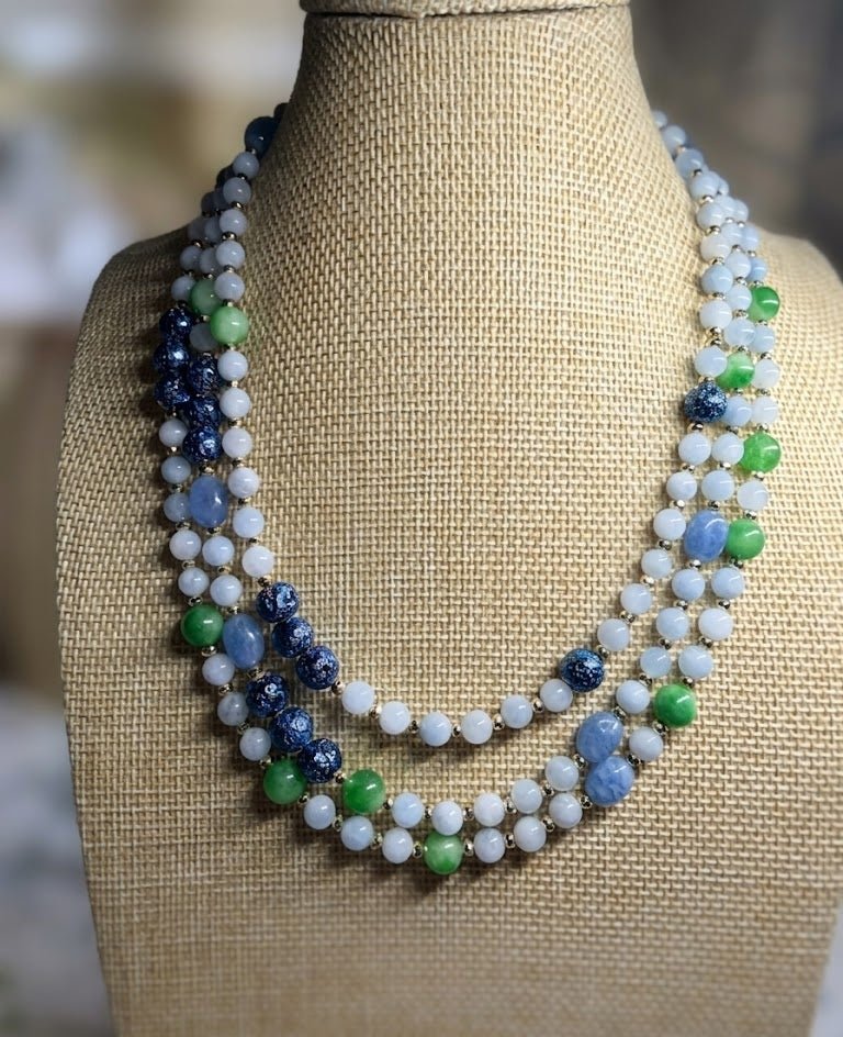 Collane Collana Artigianale Handmade | Giadite, Acquamarina e Pietra Lavica Blu | Made in Italy - Handmade Made in Italy
