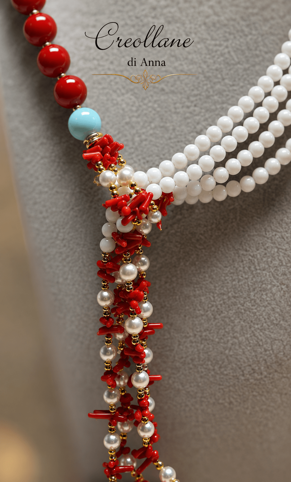 Collane Collana Artigianale Handmade | Opale, Pasta di Corallo e Perle di Maiorca | Made in Italy - Handmade Made in Italy