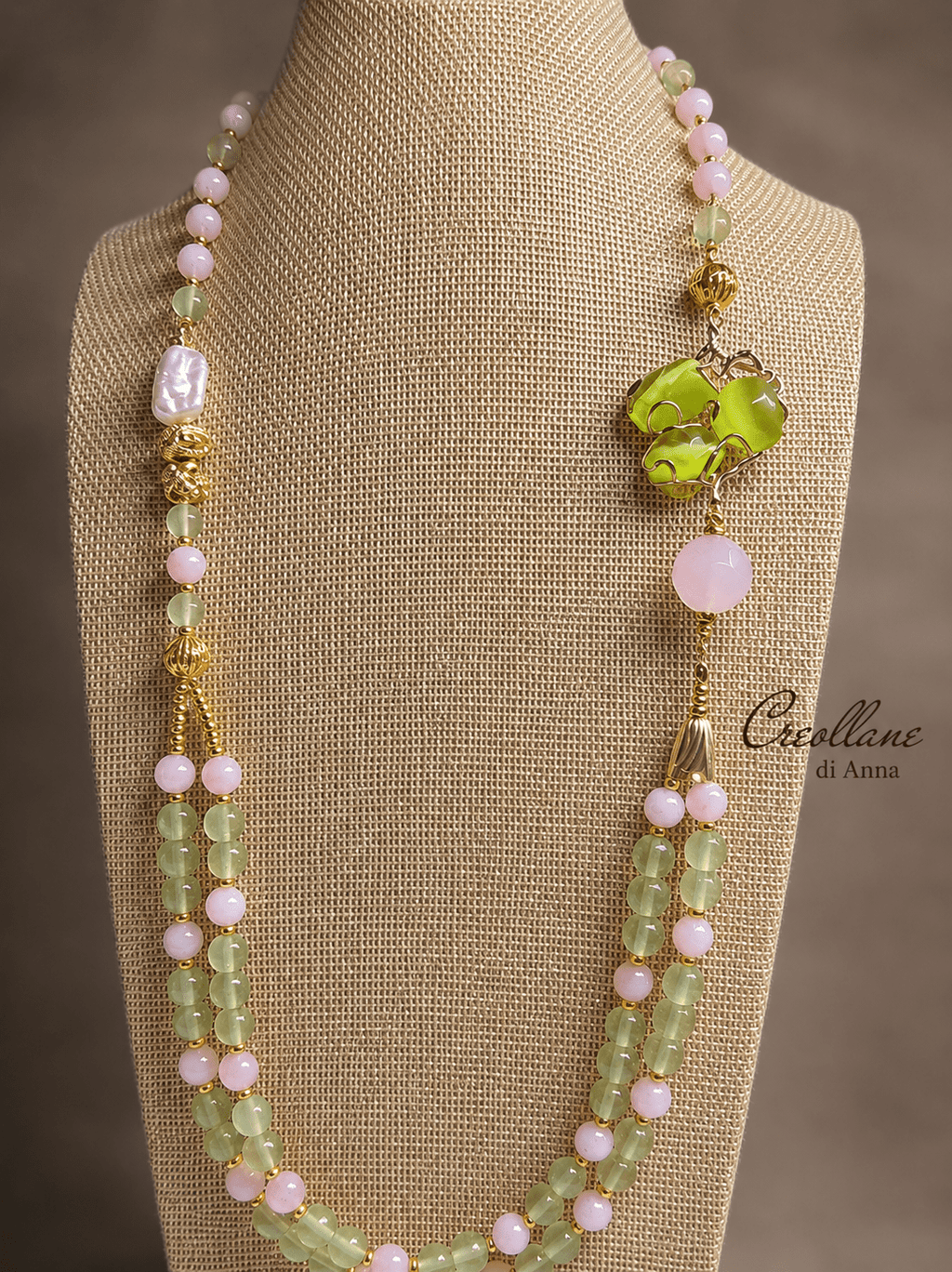 Collane Collana Artigianale Handmade | Perle Scaramazza, Occhio di Gatto, Quarzo Crepitante e Fluorite | Made in Italy - Handmade Made in Italy