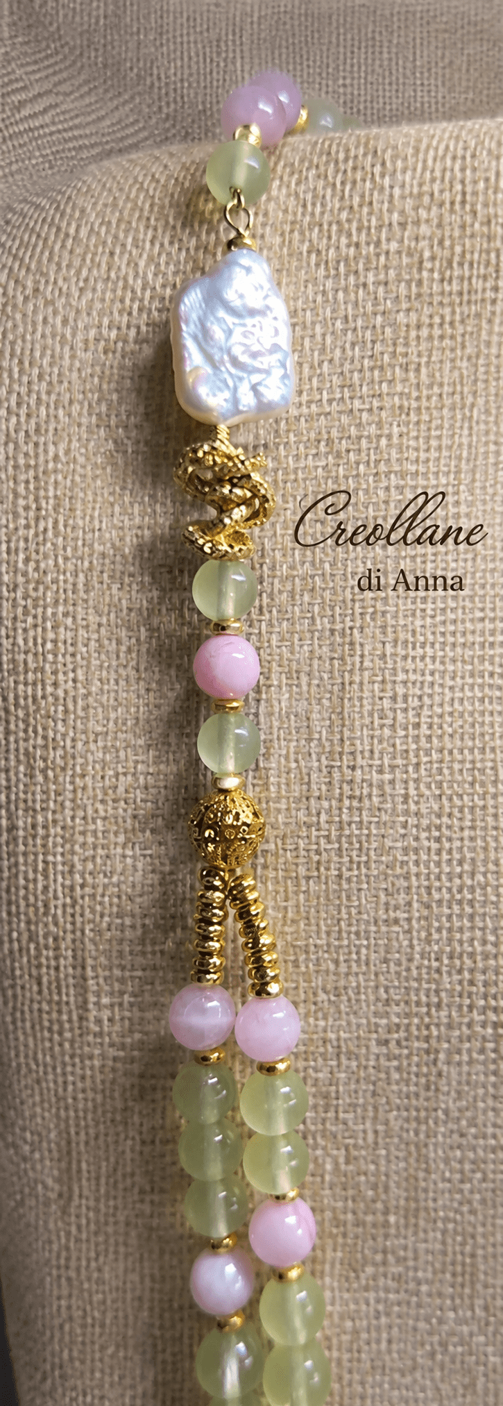 Collane Collana Artigianale Handmade | Perle Scaramazza, Occhio di Gatto, Quarzo Crepitante e Fluorite | Made in Italy - Handmade Made in Italy
