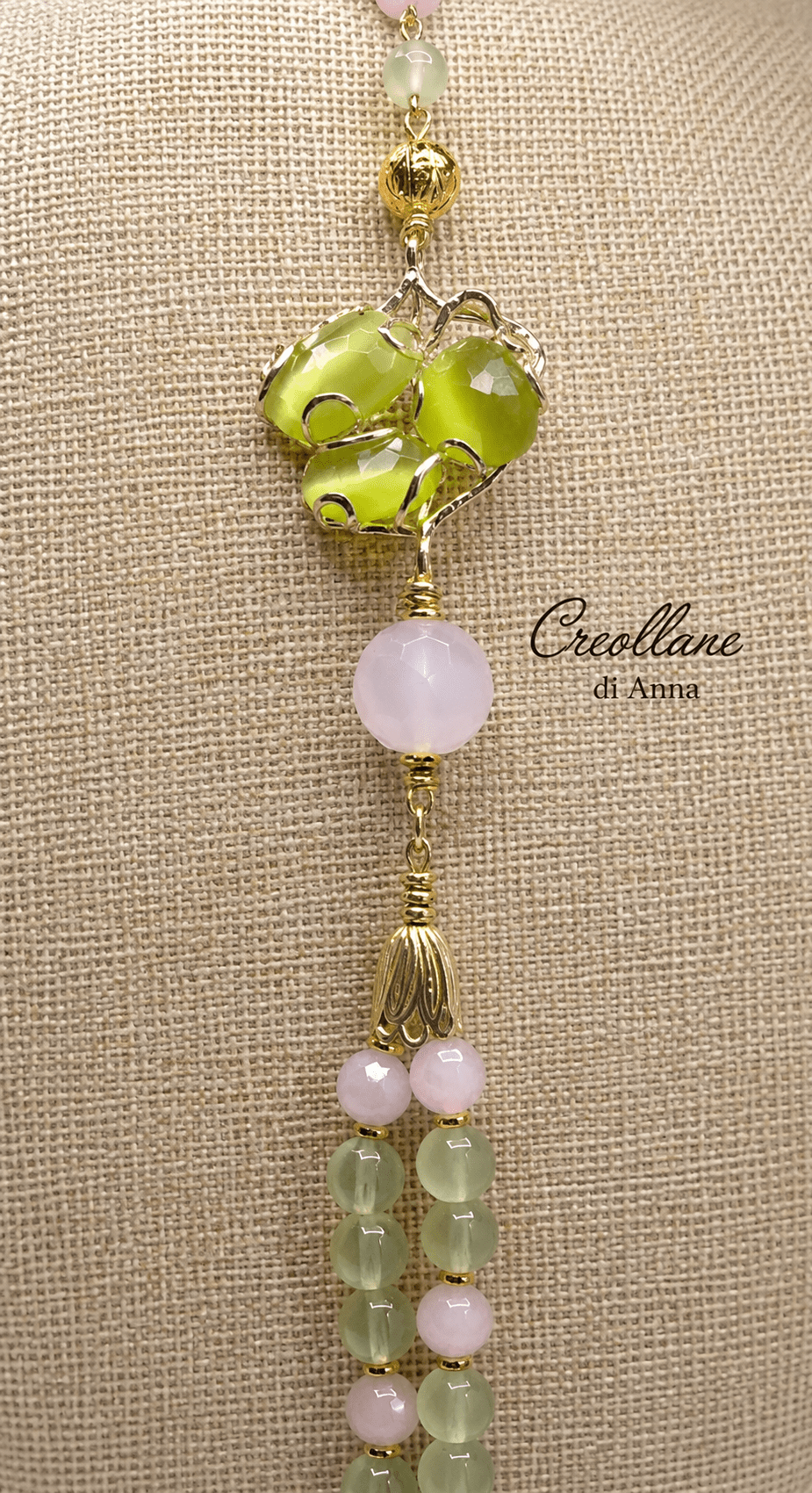 Collane Collana Artigianale Handmade | Perle Scaramazza, Occhio di Gatto, Quarzo Crepitante e Fluorite | Made in Italy - Handmade Made in Italy