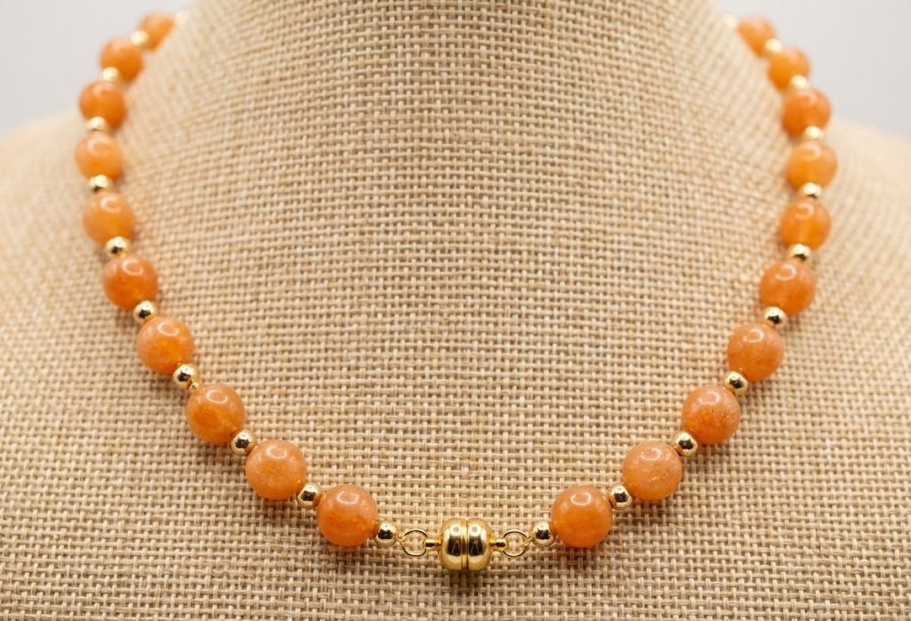 Collane Collana Artigianale Handmade | Quarzo Avventurina Arancione, Ematite, Perle di Maiorca e Charm Mare | Made in Italy - Handmade Made in Italy