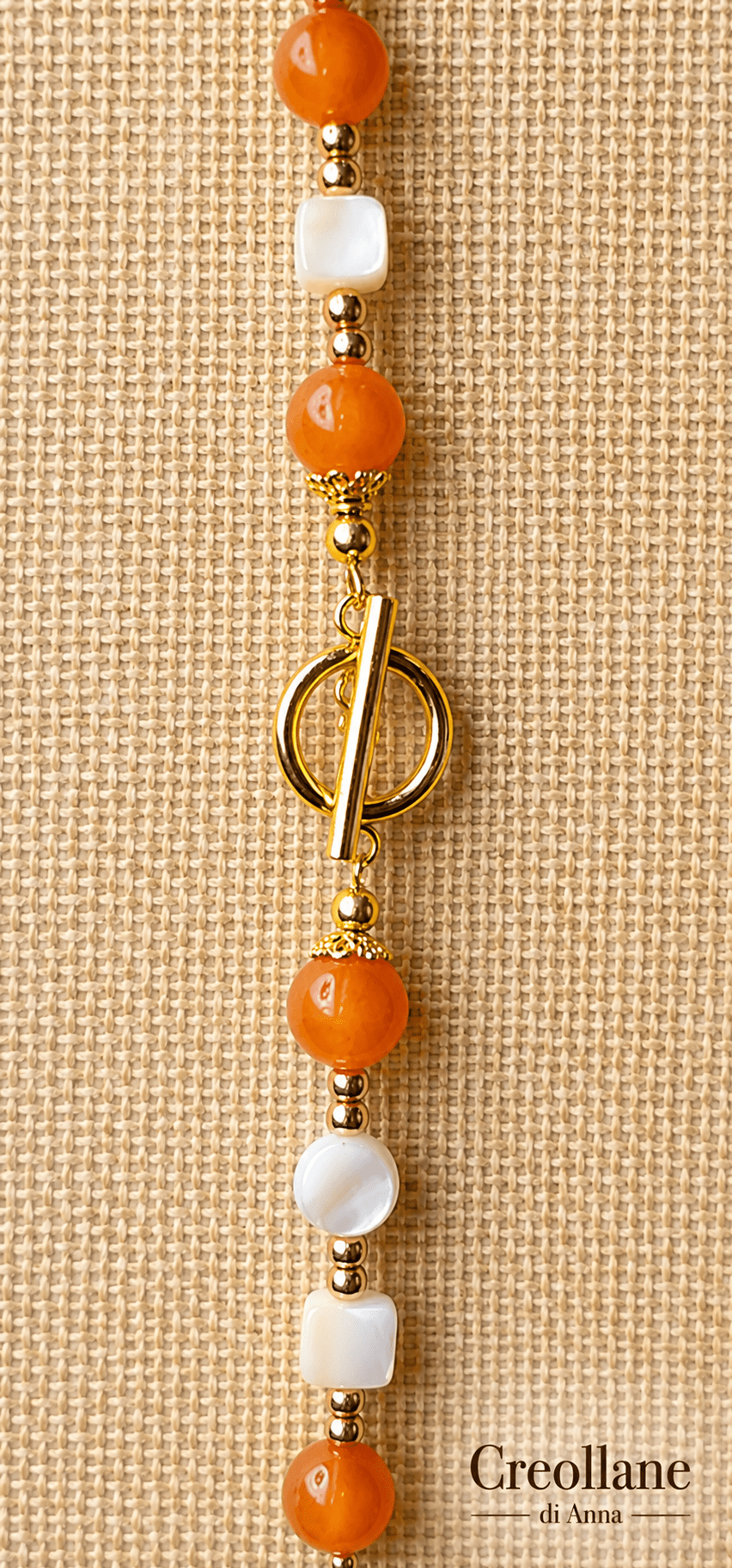 Collane Collana Artigianale Handmade | Quarzo Avventurina Arancione, Madreperla, Perle ed Ematite | Made in Italy - Handmade Made in Italy