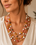 Collane Collana Artigianale Handmade | Quarzo Ciliegia, Agata, Perle Maiorca e Charms Cuore Gold | Made in Italy - Handmade Made in Italy