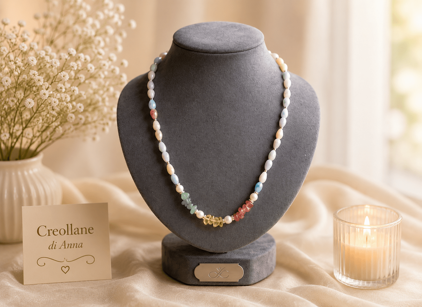 Collane Collana Artigianale Handmade | Quarzo Ciliegia, Citrino e Avventurina | Made in Italy - Handmade Made in Italy