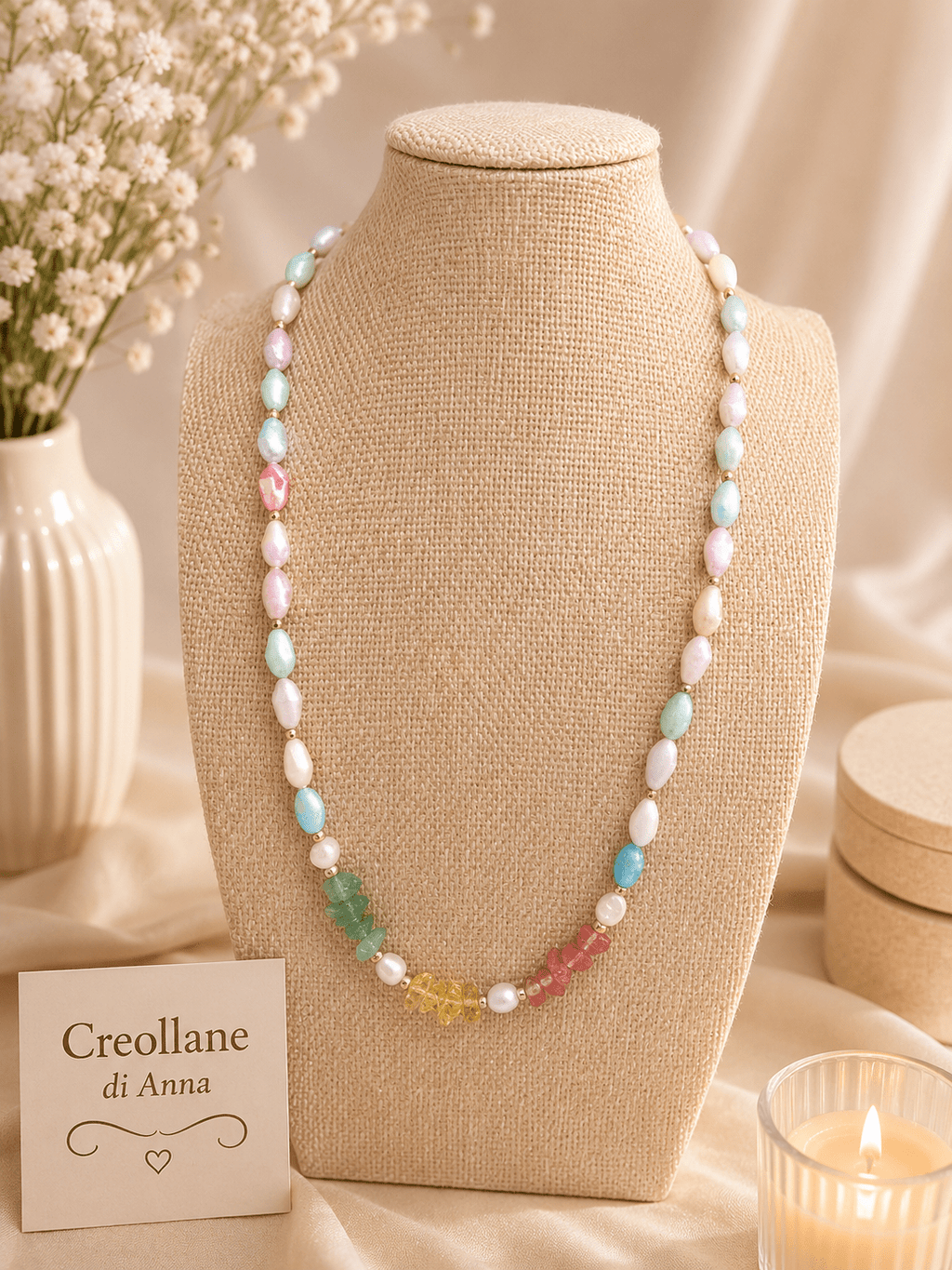 Collane Collana Artigianale Handmade | Quarzo Ciliegia, Citrino e Avventurina | Made in Italy - Handmade Made in Italy